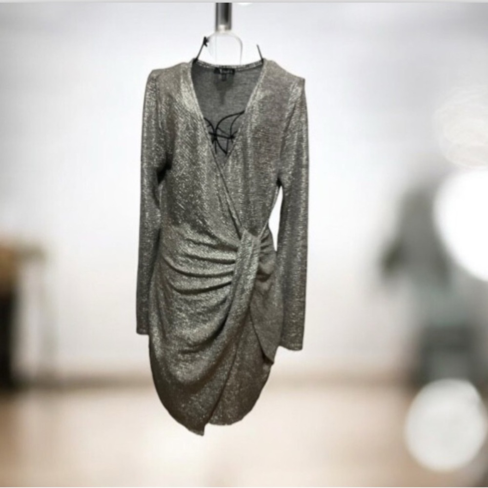 Elegant Dress for New Years Eve Trixxi  Mini Metallic Wrap Size L